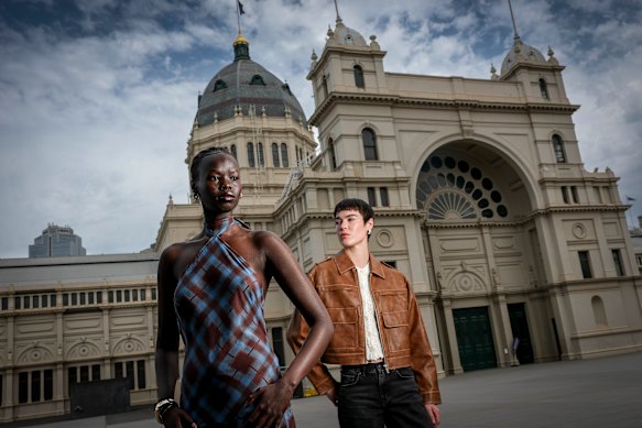 Models Abuk Yai and Clare Walker in Topshop ahead of the Myer runway show on February 19 at the upcoming Melbourne Fashion Festival.