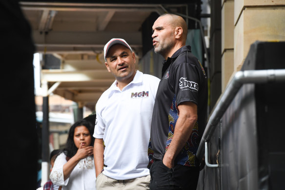 Boxer Anthony Mundine (right) was one of those who turned up to support embattled neurosurgeon Charlie Teo.