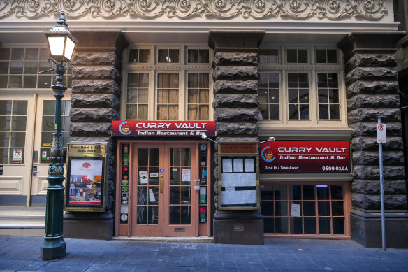 The Curry Vault restaurant in Melbourne’s CBD will remain closed for the next fortnight. 