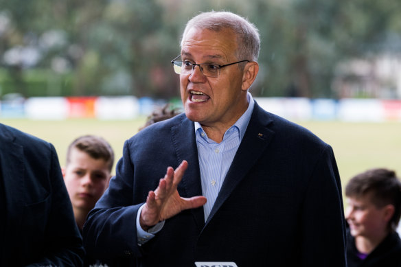 Prime Minister Scott Morrison on the campaign trail earlier this month. 