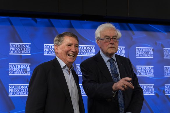 Dennis Richardson and Paul Dibb speaking at the National Press Club at Canberra today.