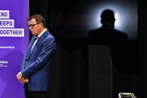 Victorian Premier Daniel Andrews at a media conference on Tuesday.