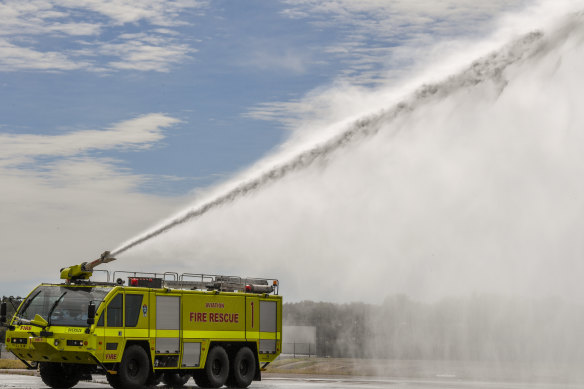 A fire truck at Sydney Airport.