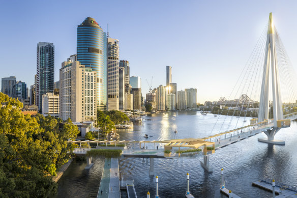 Design images of the proposed Kangaroo Point bridge.