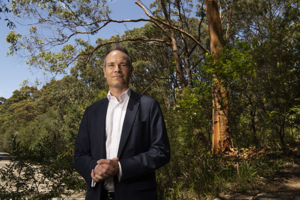 “Wind in his tails”. Liberal candidate for the Willoughby byelection, Tim James.