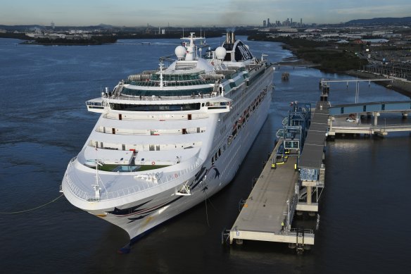 P&O’s Pacific Explorer at the Brisbane International Cruise Terminal shortly after it opened last year.