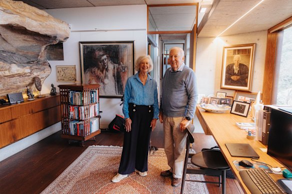 A spacious home office was high on Terence Cole’s list for the home he shares with his wife Tina. It includes ample storage built into the bare rock face.