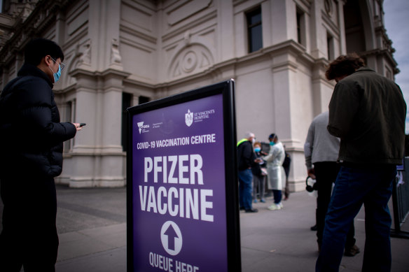 A vaccine hub in Melbourne.