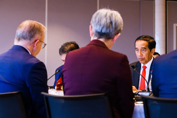 Albanese and Foreign Minister Penny Wong with Widodo at the annual leaders meeting, held at Taronga Zoo. 