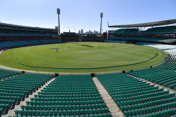 Empty stands at the SCG on Friday. 