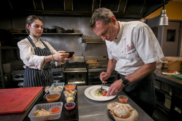 Owner chef Stephen Mercer and staffer Phoebe Pepper at Mercer's restaurant in Eltham. 