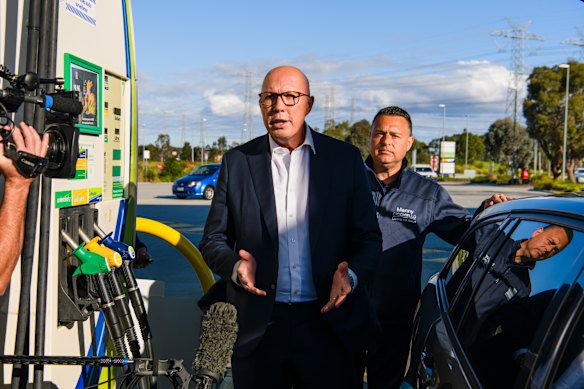 Peter Dutton, talking about the petrol excise policy at a petrol station. 