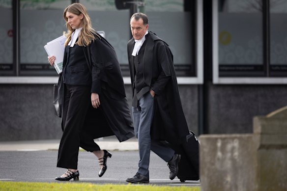 Defence barristers Sophie Stafford (left) and Colin Mandy, SC, outside court last week.