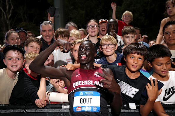 Gout’s 17 and already the pin-up boy of Australian athletics. 