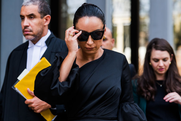 Antoinette Lattouf leaves the Supreme Court.
