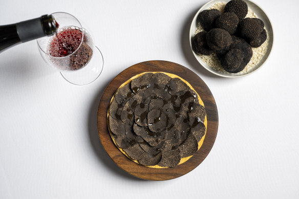 The black truffle tart at New York City’s Eleven Madison Park.