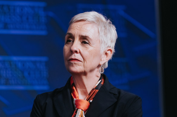 Micaela Cronin, Domestic, Family and Sexual Violence Commissioner, at the National Press Club on Wednesday.