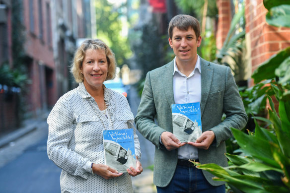 Gillian Ednie with her son Daniel Ednie-Lockett, who began recording his great uncle Alan's story when he was in palliative care. 