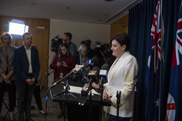 Jodi McKay announces her resignation at Parliament House in Sydney on May 28.