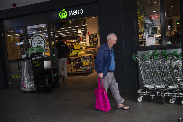 Ron Haug leaves a supermarket in Maroubra without toilet paper as the shelves were empty.