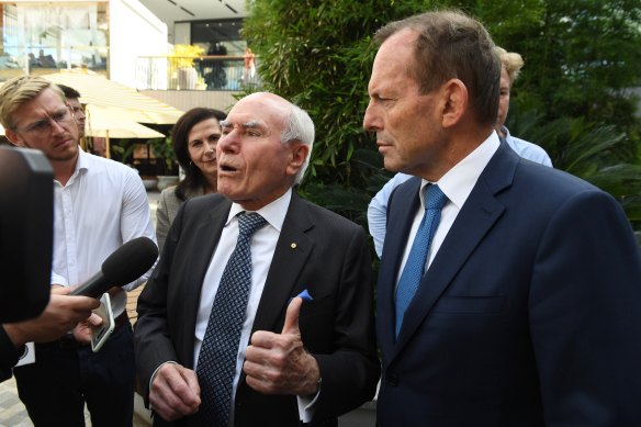 Former prime minister John Howard campaigns for Tony Abbott in Warringah.