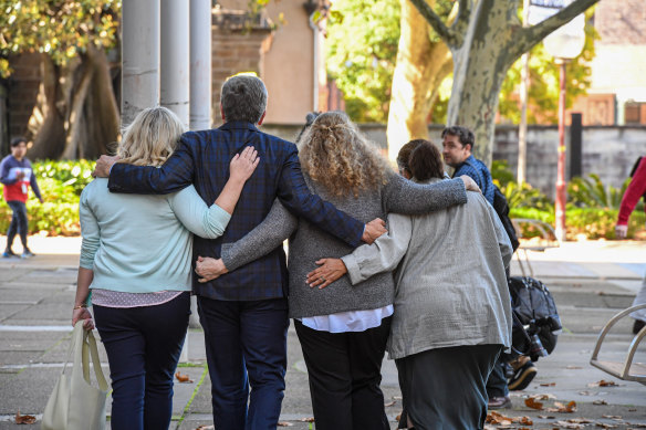 Scott Johnson’s family leaving the court for the final time after the sentence was handed down.