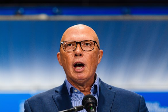 Dutton during a state campaign launch in Exton, northern Tasmania, on Sunday.