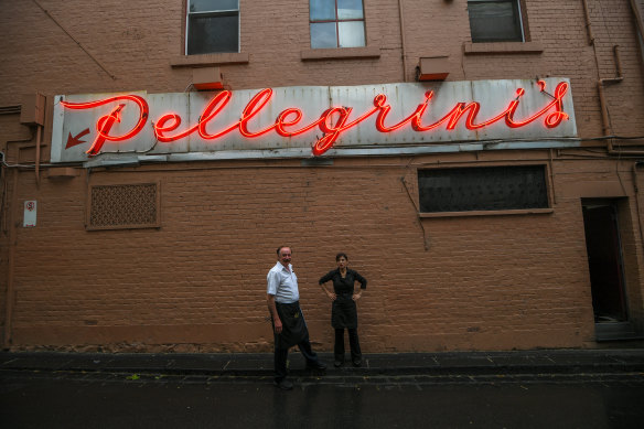 Elice and colleague Rosanna Cefala outside the restaurant, which an award juror said had “one of the most iconic shopfronts in Melbourne”.