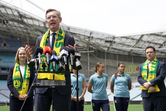 NSW Premier Dominic Perrottet at Stadium Australia on Monday.
