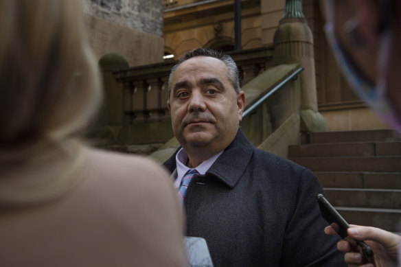 Lawyer Tony Nikolic leaving Central Local Court on Tuesday. 