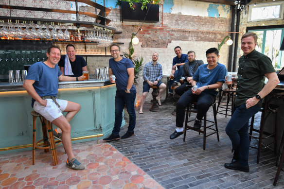 Matt Mullins, Andy Mullins and  business partners Doug Maskiell and Tom Birch join Matt Skinner, Kevin Peters, Sarah Chan and Ash Hicks ahead of the reopening of The Espy in November 2018.