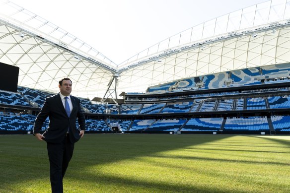 The former minister for enterprise, investment and trade, tourism and sport and western Sydney, Stuart Ayres, at the new Sydney Football Stadium on Tuesday.