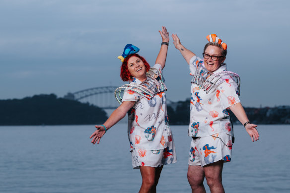 Angela Cafe (right) and wife Lisa Gilbert host a Eurovision watch-party every year. This year, they dressed as “Nemo” in honour of the Swiss winner.