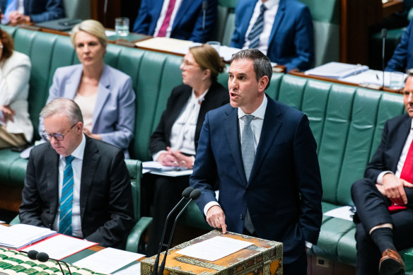 Treasurer Jim Chalmers during question time today.