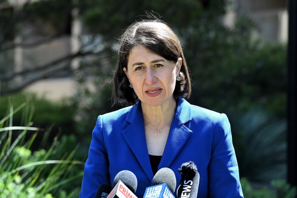 NSW Premier Gladys Berejiklian at a press conference on Wednesday.