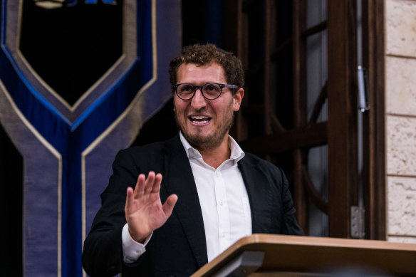 Rabbi Gabi Kaltmann at a synagogue in Hawthorn East earlier this month.