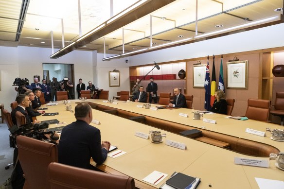 State and territory leaders at national cabinet on Friday.