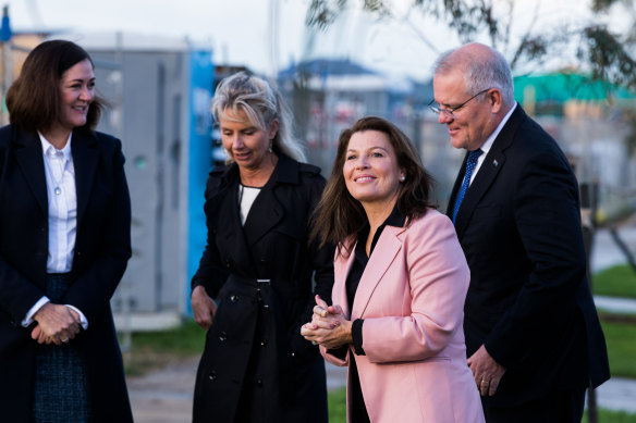 Jenny and Scott Morrison visiting the Victorian seat of Corangamite on Wednesday morning.