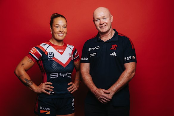 Roosters captain Isabelle Kelly with coach John Strange.