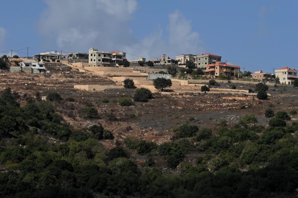 Homes and buildings in Lebanon seen from the Israeli town of Margaliot.