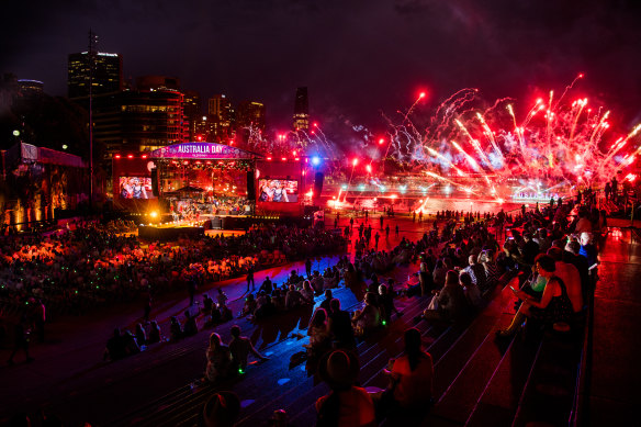 Australia Day 2021 celebrations at the steps of the Opera House forecourt.