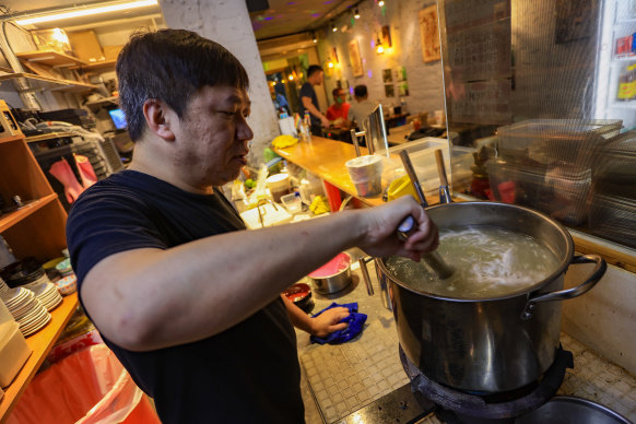 Gor Gor at his Hong Kong hot pot restaurant in Taipei.