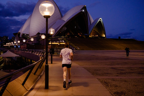 The Sydney Opera House is shuttered in lockdown.