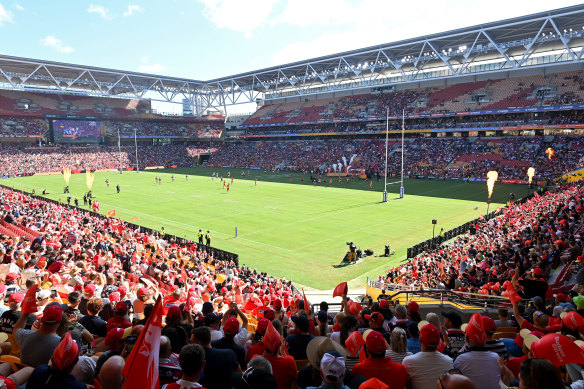 The Dolphins have brought a sea of red to Suncorp Stadium in 2023. In 2025, it could come from visiting Lions rugby fans.