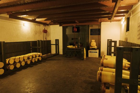 The tunnels in the North Fort contain a series of chambers including replicas of the shells the guns would have fired during World War II - had the need arisen.