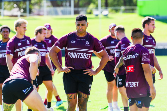 Manly forward Haumole Olakau’atu.