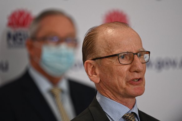 NSW Chief Psychiatrist Dr Murray Wright at this morning’s press conference. 