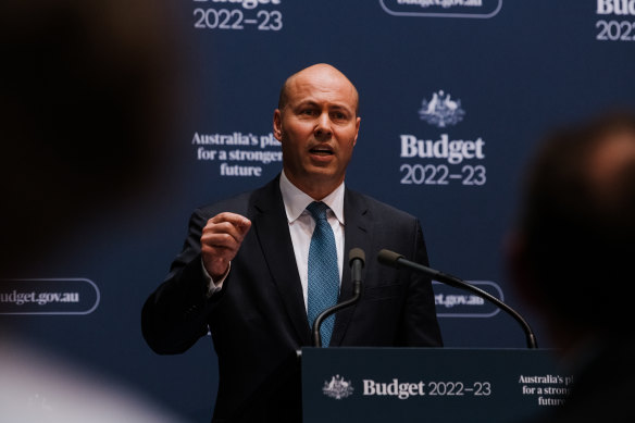 Treasurer Josh Frydenberg addresses the media ahead of delivering the 2022 budget. 