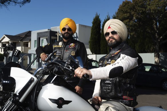 Karan Shergill and Mavleen Dhir are members of the Australian chapter of Singhs Motorcycle Club. 