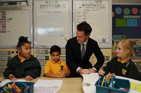 NSW Premier Chris Minns visits Lethbridge Park Public School in May. 